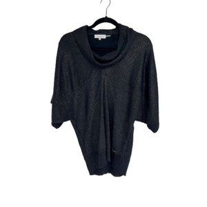 Calvin Klein Womens Pullover Sweater Cowl Neck Dolman Sleeve Black Glitter PS